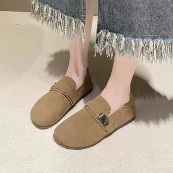 Модная женская обувь из натуральной кожи 2024 года, весна, новые туфли-лодочки в стиле рыбалки, женская обувь в стиле ретро с мягкой подошвой, женская ленивая обувь 35 хаки