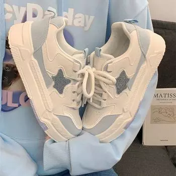 Модная женская обувь Лаконичная дизайнерская повседневная обувь Академический стиль Женские кроссовки Удобная платформа Вулканизированная обувь Tenis De Mujer 35 светло-синий