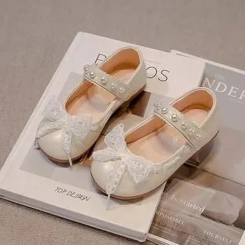 Модная женская обувь, милые кожаные туфли, стильные туфли-бантики, туфли принцессы, туфли с мелким вырезом, туфли с закрытым носком 23 бежевый