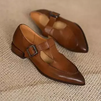 Модная женская обувь на низком каблуке с острым носком в стиле ретро, новые женские туфли Мэри Джейн с Т-образной пряжкой на платформе, Zapatos De Mujer 34