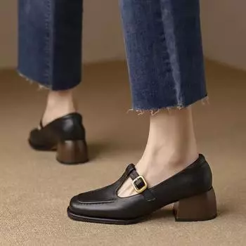 Модная женская обувь на низком каблуке в стиле ретро с Т-образной пряжкой, женские туфли Мэри Джейн на платформе, Zapatos De Mujer 34