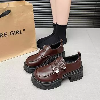 Модная женская обувь на открытом воздухе с резиновой подошвой и двойной пряжкой 2024 года, высококачественная женская обувь с толстой подошвой, модная повседневная удобная обувь 35 чёрный