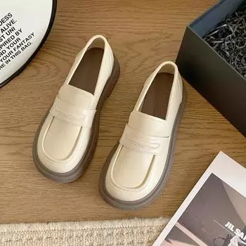 Модная женская обувь, осенние туфли с круглым носком, черные туфли на плоской подошве, мокасины с мехом, повседневные женские кроссовки, женская обувь, оксфорды на платформе, осень 2024 г. 35 коричневый