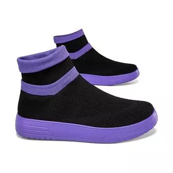 Модная женская обувь Повседневная обувь с высоким верхом на плоской подошве для пар Кроссовки на платформе Носки без застежек Обувь для мужчин 35 красный