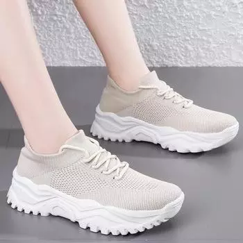 Модная женская обувь, повседневные кроссовки, легкие, массивные, кроссовки, женские, дышащие, трикотажные, женские, теннисные, большие размеры 35-42 35