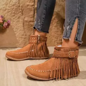 Модная женская обувь, распродажа, женские ботинки с боковой молнией, осенние, римские, однотонные, короткие, на низком каблуке, модные ботинки большого размера Botas De Mujer 36 чёрный