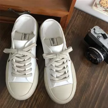 Модная женская обувь с круглым носком на плоской подошве, женская обувь на шнуровке, парусиновая, дизайнерская, новинка в оригинальных тенденциях 2024 года, легкая, повседневная, вулканизированная для H 35