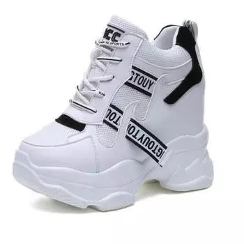 Модная женская обувь Высокие кроссовки Женские ботильоны на платформе 38 чёрный