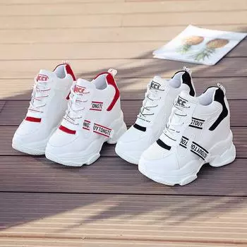 Модная женская обувь Высокие кроссовки Женские ботильоны на платформе 34 чёрный