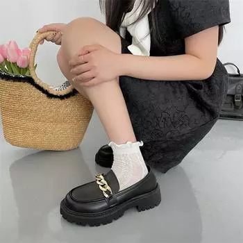 Модная женская обувь Женская обувь с закрытым носком Черные балетки Оксфорды Универсальные круглые толстые нескользящие туфли на каждый день Женские туфли 35 чёрный