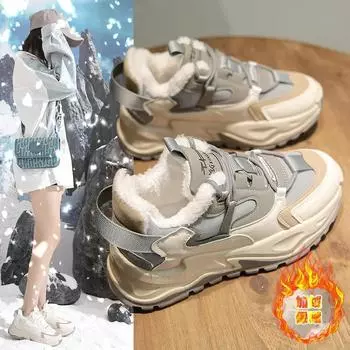 Модная женская обувь Зимняя мода Повседневная спортивная обувь на шнуровке на плоской подошве Мягкие теплые кроссовки на платформе Женская обувь для папы Zapatillas Mujer 35 серый