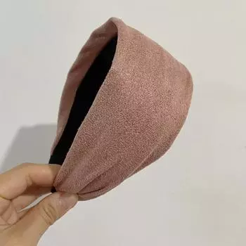 Модная женская очень широкая замшевая кожаная повязка на голову Элегантная однотонная простая повязка для волос Нескользящий обруч для головы Тюрбан Простые аксессуары для волос