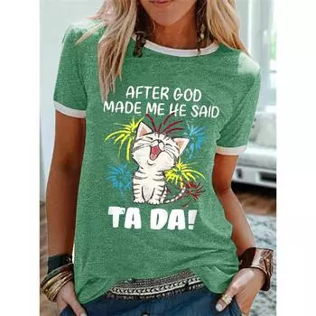 Модная женская одежда 3D-принт Милый котенок узор Повседневная женская футболка Обычная рубашка Топ для повседневной носки 2023 Лето Новинка 4XL