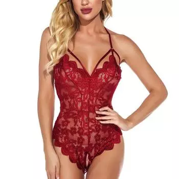 Модная женская одежда для сна, прозрачное боди, кружевное нижнее белье, ночное белье, костюм с вырезами, сексуальный костюм с открытой спиной 3XL