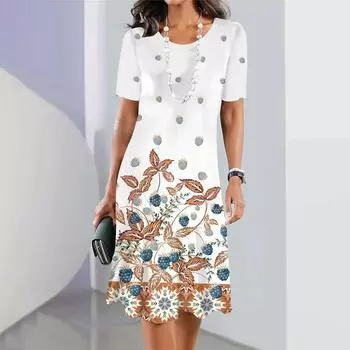 Модная женская одежда платье с цветочным принтом женское платье красивое элегантное вечернее платье осенние ретро топы с короткими рукавами пуловер S