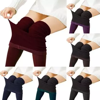 Модная женская одежда, повседневные однотонные женские эластичные леггинсы, утолщенные теплые мягкие узкие брюки, колготки XL чёрный