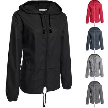 Модная женская однотонная куртка на молнии с капюшоном на открытом воздухе, солнцезащитный крем, свободное пальто, блузка M чёрный