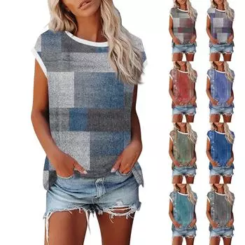 Модная женская однотонная свободная рубашка с круглым вырезом и короткими рукавами, повседневный топ с короткими рукавами L синий