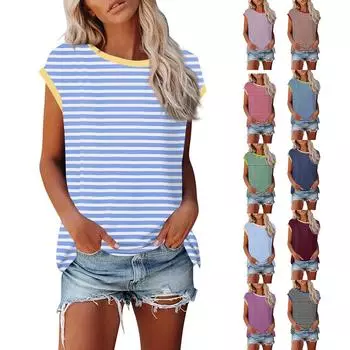 Модная женская однотонная свободная рубашка с круглым вырезом и короткими рукавами, повседневный топ с короткими рукавами L чёрный