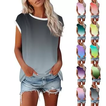 Модная женская однотонная свободная рубашка с круглым вырезом и короткими рукавами, повседневный топ с короткими рукавами L