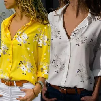 Модная женская офисная рубашка с V-образным вырезом, блузка, повседневная хлопковая одежда большого размера с длинным рукавом, топы в подарок 2XL
