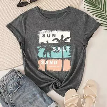 Модная женская полосатая футболка с принтом дерева, забавная повседневная футболка с круглым вырезом и короткими рукавами, летняя женская футболка XS розовый