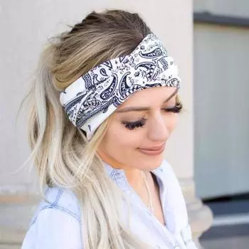 Модная женская повязка на голову ручной работы с узором «тай-дай» для занятий йогой, широкая эластичная, впитывающая пот повязка на голову