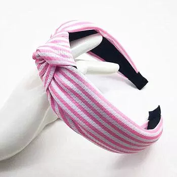 Модная женская повязка на голову с полосатым принтом и узлом в центре, повседневный головной убор для девочек, регулируемая удобная повязка на голову