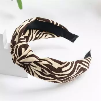 Модная женская повязка на голову с принтом зебры и центральным узлом для девочек, повседневный аксессуар для волос