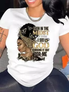 Модная женская повседневная белая футболка с разнообразным характерным дизайном, круглым вырезом и короткими рукавами S