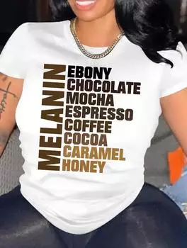 Модная женская повседневная белая футболка с разнообразным характерным дизайном, круглым вырезом и короткими рукавами S