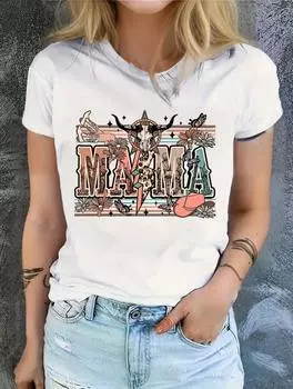 Модная женская повседневная белая футболка с разнообразными персонализированными принтами, круглым вырезом, короткими рукавами S