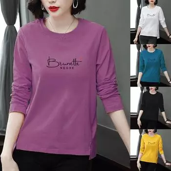 Модная женская повседневная блузка с длинным рукавом с принтом, женская футболка, топы XL тёмно-синий