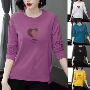 Модная женская повседневная блузка с длинным рукавом с принтом, женская футболка, топы