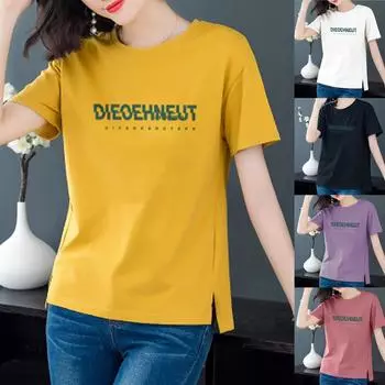 Модная женская повседневная блузка с короткими рукавами и буквами, женская футболка, топы