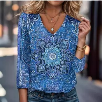 Модная женская повседневная футболка с 3D-бабочкой и цветком, футболки с V-образным вырезом для женщин S