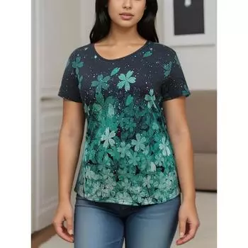 Модная женская повседневная футболка с круглым вырезом и короткими рукавами, простой и свободный дорожный топ S