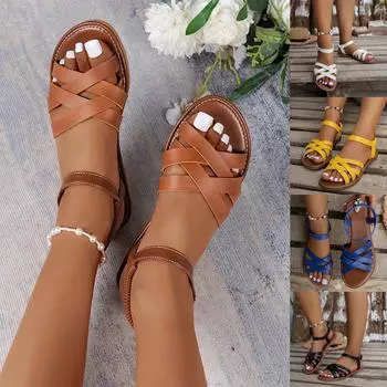 Модная женская повседневная обувь, дышащие плоские сандалии для отдыха на открытом воздухе 39 коричневый