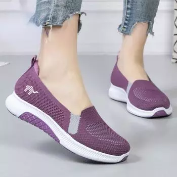 Модная женская повседневная обувь, летние дышащие сандалии, нескользящая мягкая подошва, неглубокий носок, одинарные туфли, женская плоская удобная обувь 36 лавандовый