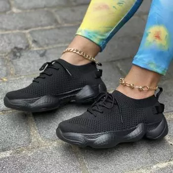 Модная женская повседневная обувь, модные дышащие кроссовки на платформе с сеткой для ходьбы, женская обувь 2024 года, вулканизированная обувь для спортзала, женская обувь 36