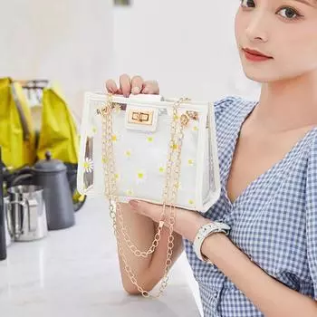 Модная женская прозрачная сумка через плечо с принтом Маргариты и желе чёрный