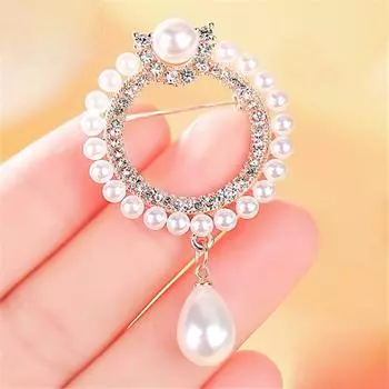 Модная женская пряжка для шарфа, женская брошь со стразами, булавка, простая брошь с жемчугом, булавка белый