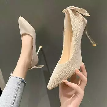 Модная женская рабочая обувь с мягкой подошвой, удобная обувь, одинарные туфли на тонком каблуке, туфли на высоком каблуке для женщин 35