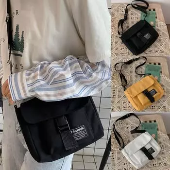 Модная женская ретро однотонная холщовая сумка большой емкости на плечо чёрный