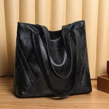 Модная женская роскошная сумка 2020 Новая модная женская сумка через плечо большой емкости в стиле ретро из мягкой искусственной кожи Высококачественная большая сумка 36x18x30 cm чёрный