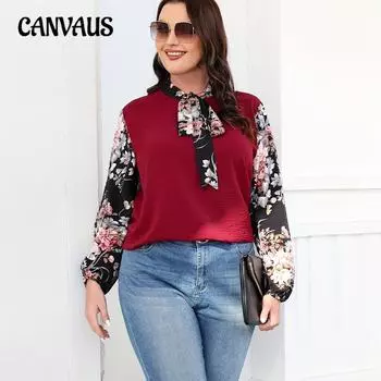 Модная женская рубашка с длинным рукавом большого размера с принтом «стих» 1XL