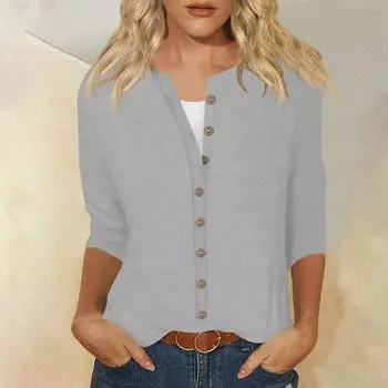 Модная женская сексуальная летняя свободная майка с круглым вырезом, блузка, пальто, кардиган L оранжевый