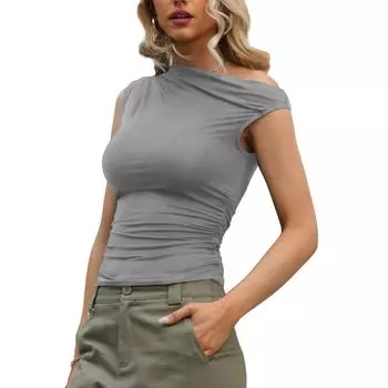 Модная женская сексуальная летняя свободная майка без рукавов с круглым вырезом L