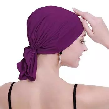 Модная женская шапка-тюрбан с предварительно завязанными модальными хлопковыми рюшами зелёный