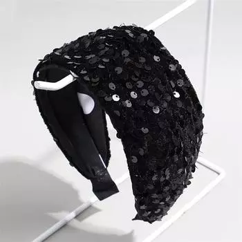 Модная женская широкая повязка на голову 7 см с блестящими бусинами для взрослой вечеринки, свадьбы, свадебное украшение для головы